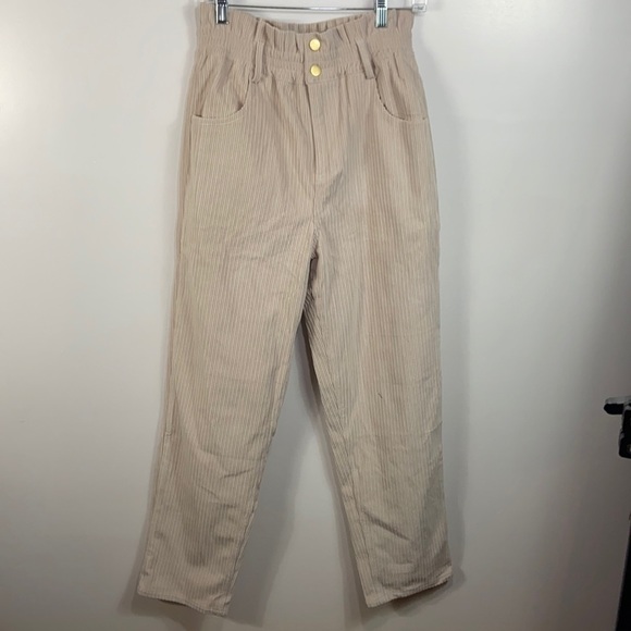 HIGH Waist Paperbag Corduroy Baggy Pants - Picture 4 of 7